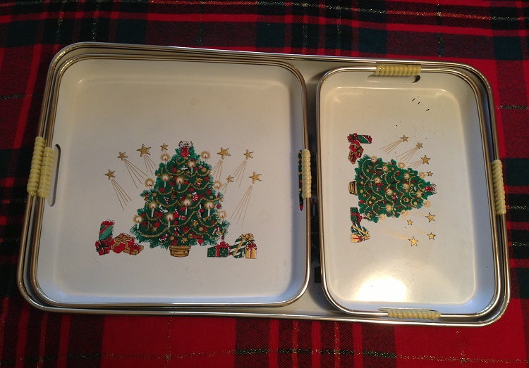 vintage christmas trays